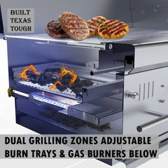 Sunstone 42″ Gas Hybrid Dual Zone Charcoal/Wood Burning Grill – EMCHDZ42-LP