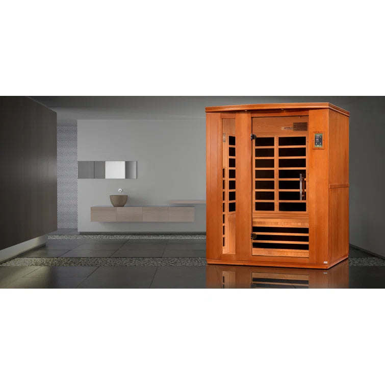 Lugano 3 - Person Bluetooth Compatible FAR Dynamic Infrared Sauna with Remote Control in Hemlock -DYNS1097