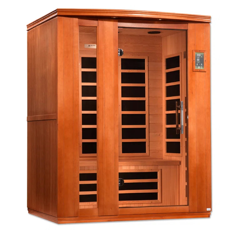 Lugano 3 - Person Bluetooth Compatible FAR Dynamic Infrared Sauna with Remote Control in Hemlock -DYNS1097